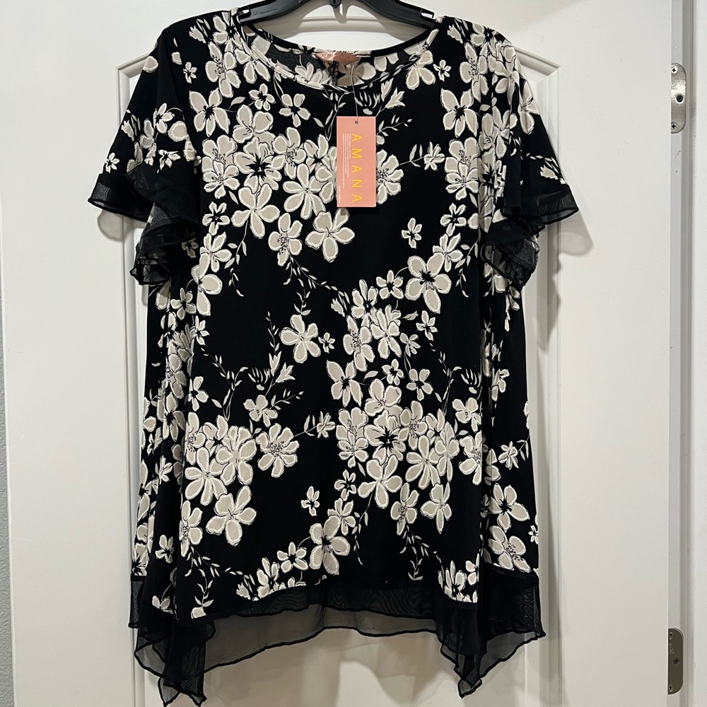Elegant Floral Black and White Blouse